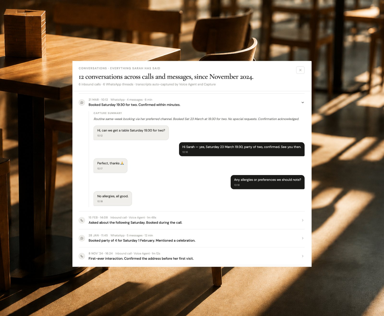 Conversations — every channel captured, structured, unified