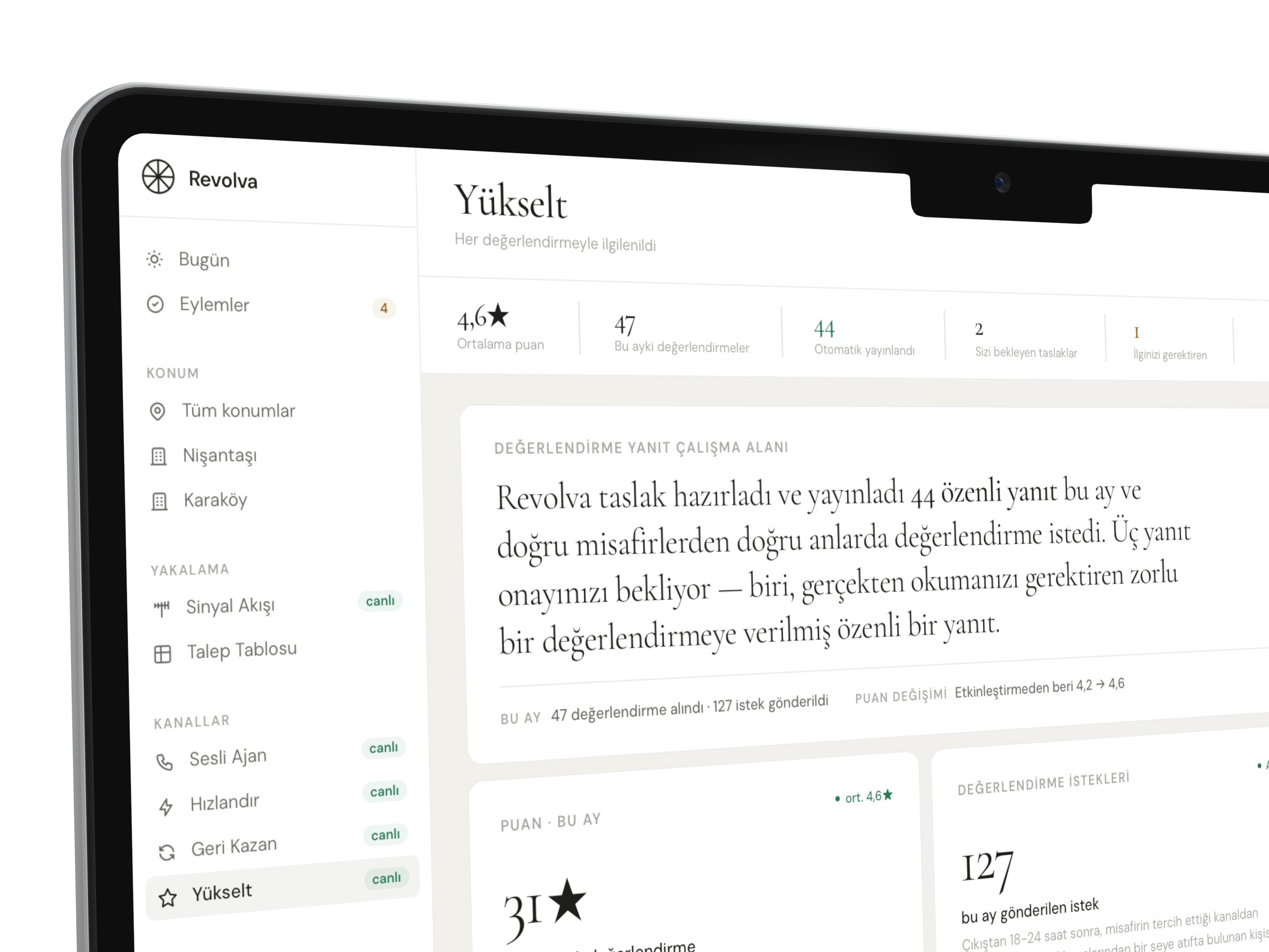 Yükselt — sessiz, seçici değerlendirme katılımı